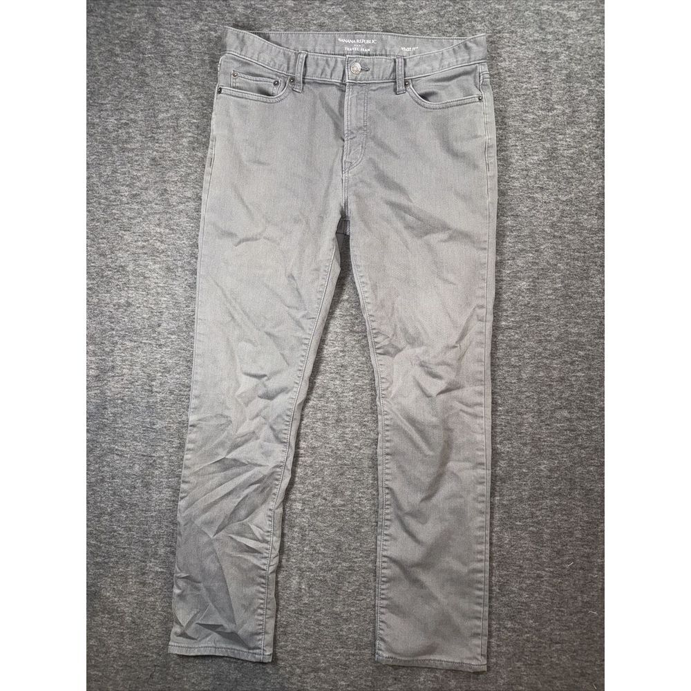Banana Republic Mens Travel Jean Slim Fit Stretch Denim Pants Gray Sz 32x32